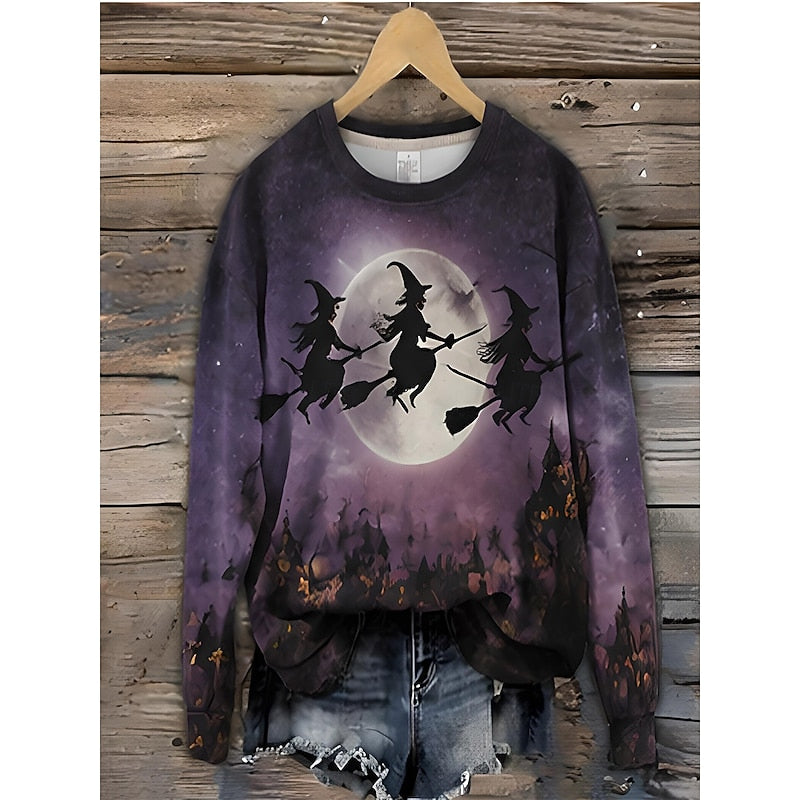 Playful Halloween Striped Sweatshirt for Women