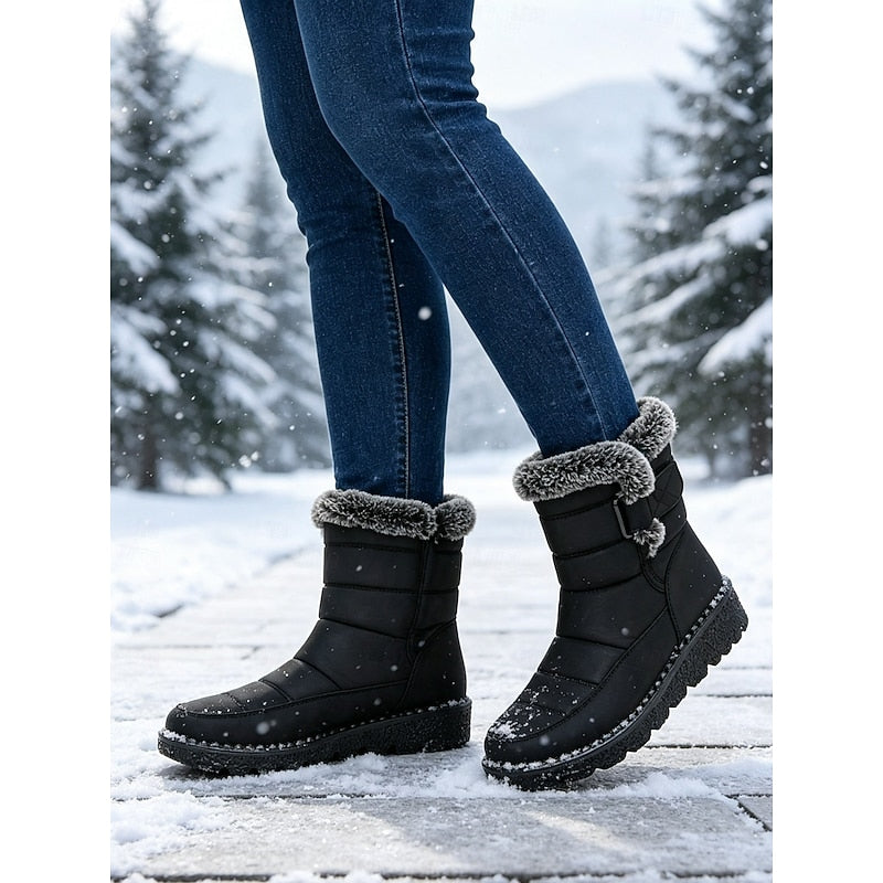 Cozy Fur-Trimmed Winter Snow Boots for Women