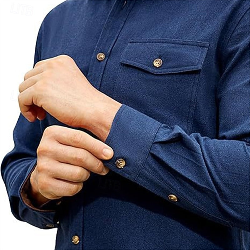 Rugged Button-Front Overshirt for Men, Plus Size