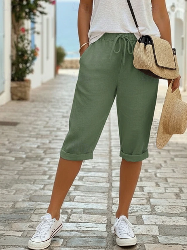 Drawstring Capris for Women, Relaxed Style