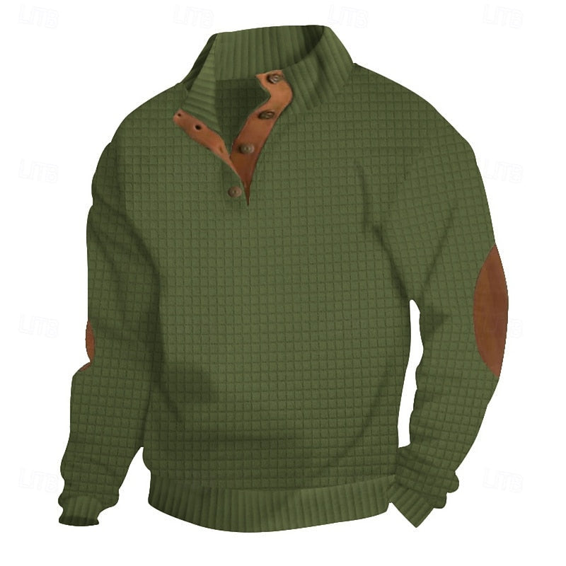 Standing-Collar Pullover for Men, Textured Style