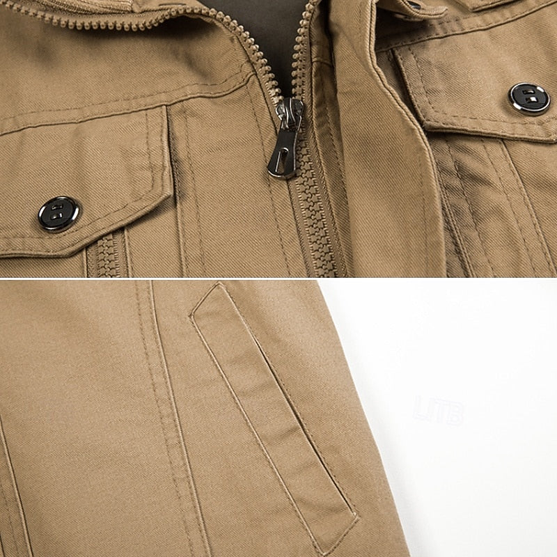 Utility Jacket for Men, Rugged Style, Khaki