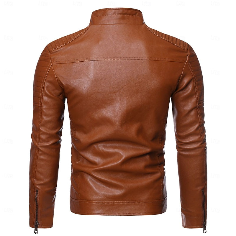 Stand-Collar Biker Jacket, Men's Classic Fit