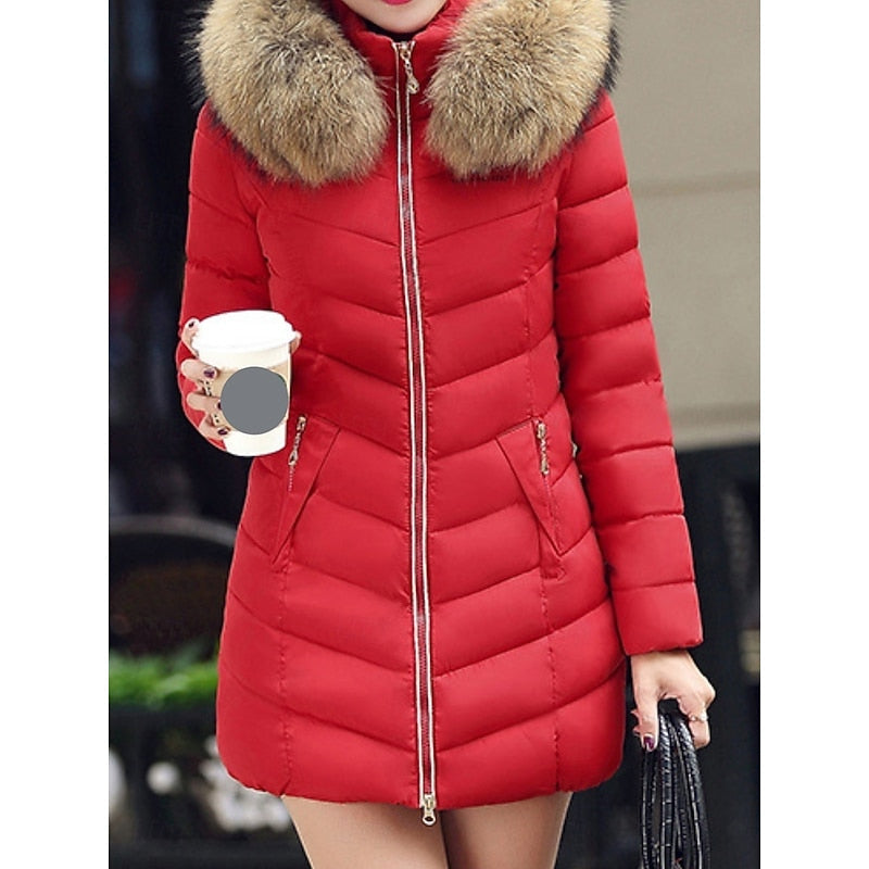 Hooded Quilted Winter Parka for Women, Plus Size