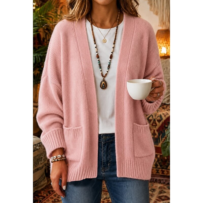 Relaxed Open-Front Cardigan for Women, Plus Size