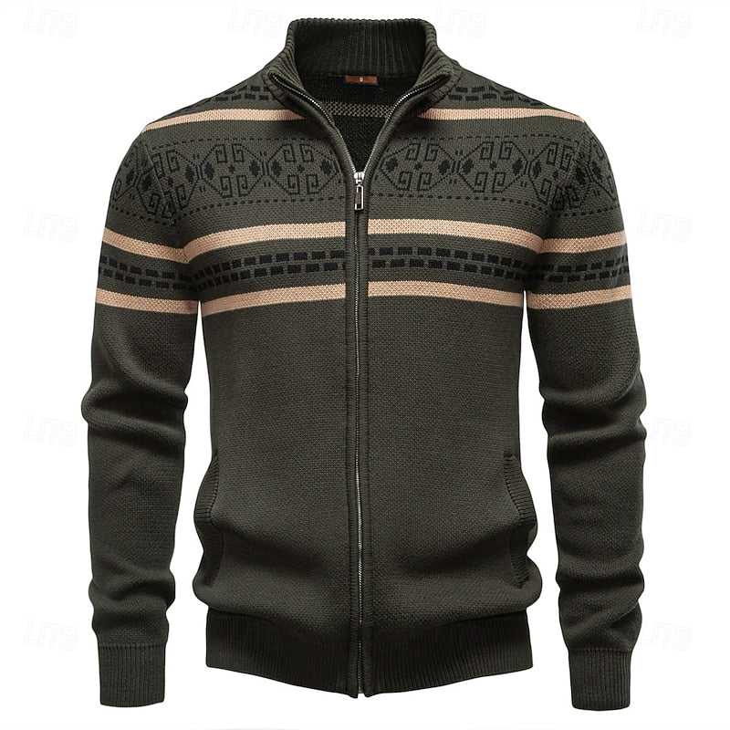 Fair Isle Zip-Up Christmas Cardigan for Men