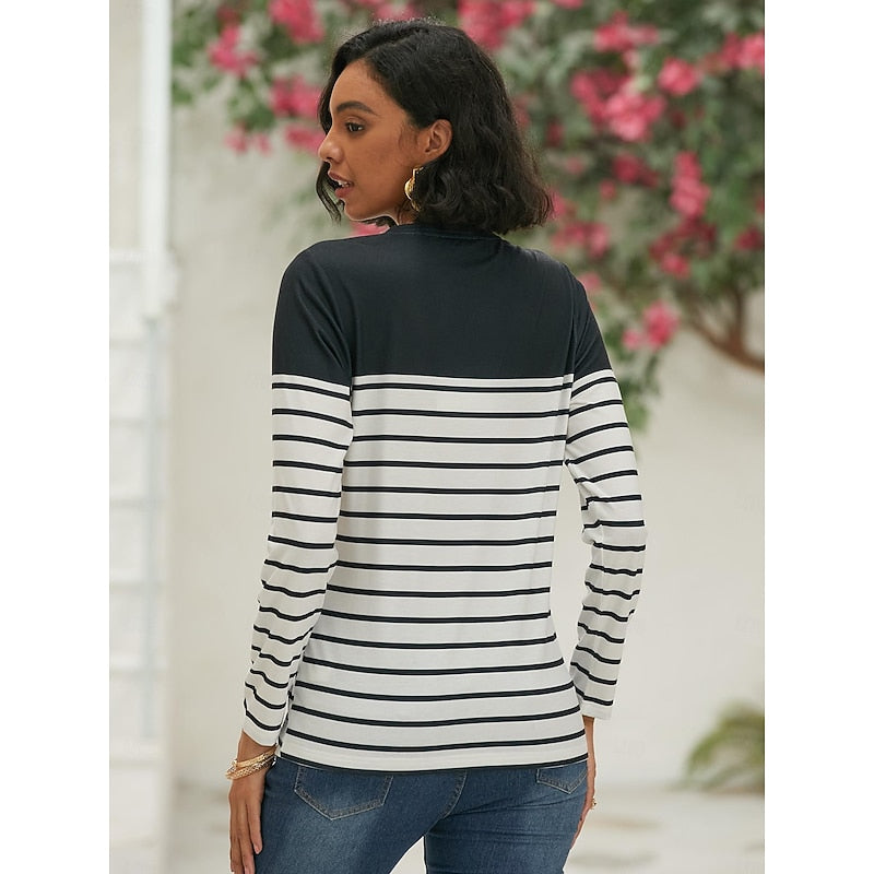 Striped Long Sleeve Top for Women