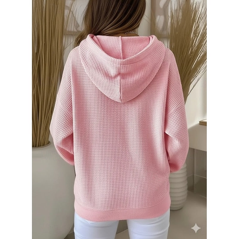 Textured Drawstring Hoodie for Women