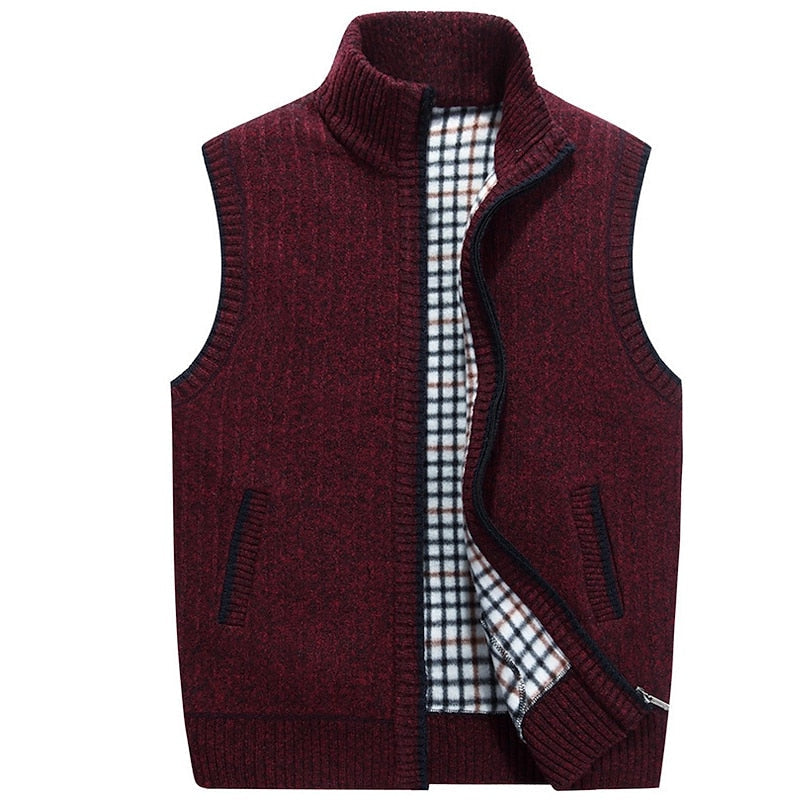 Stand-Collar Zip Vest for Men, Cozy Style