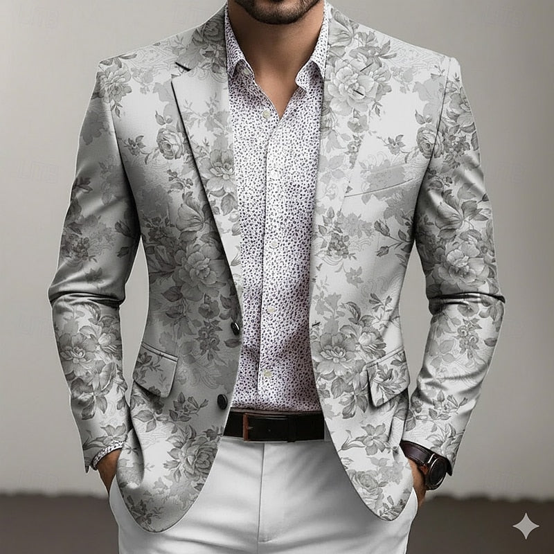 Refined Floral-Print Blazer for Men