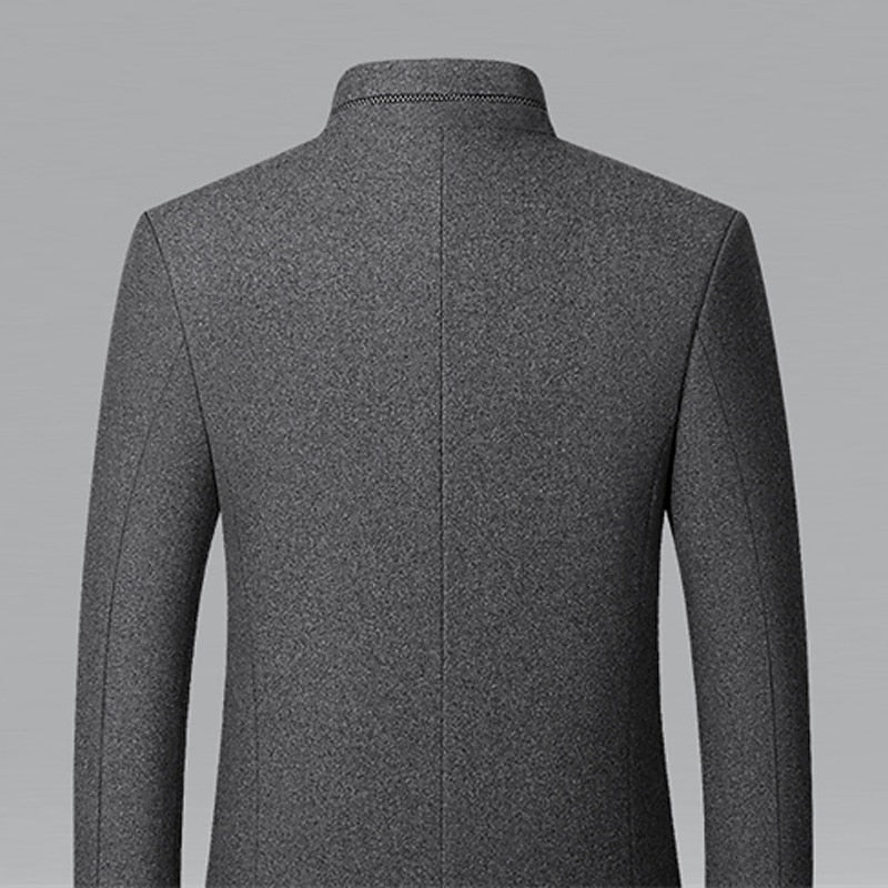 Stand-Collar Overcoat for Men, Refined Style