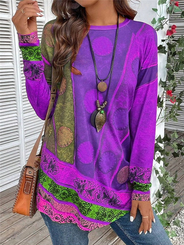 Artful Top for Women, Vintage Style