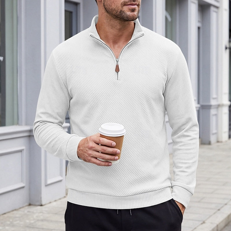 Quarter-Zip Pullover for Men, Textured Style