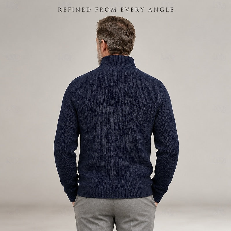 Stand-Collar Cardigan, Men's Textured Fit