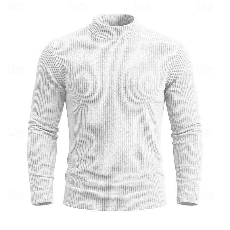 Ribbed Mock-Neck Top for Men, Plus Size