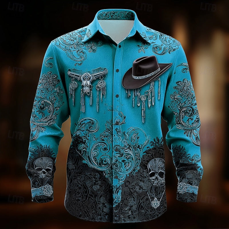 Western Halloween Statement Shirt for Men, Plus Size