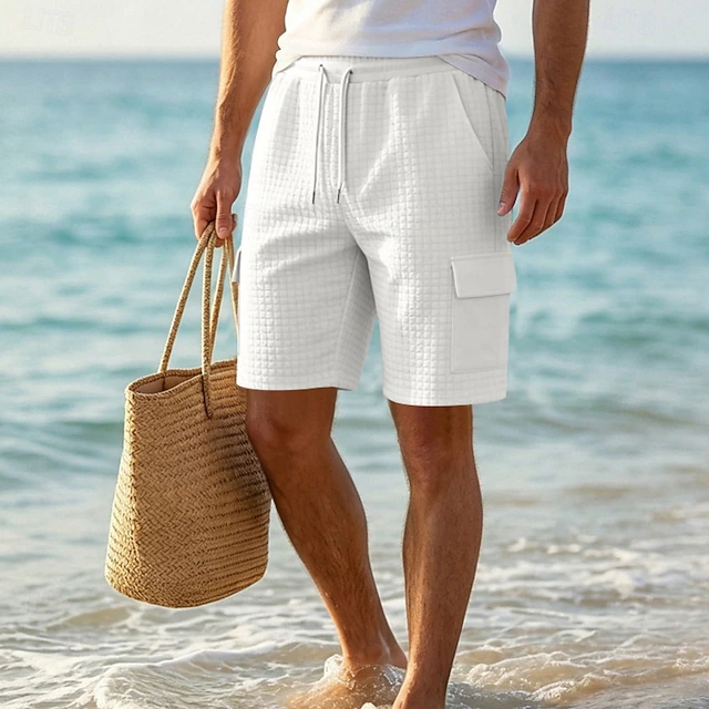 Textured Drawstring Shorts for Men, Plus Size