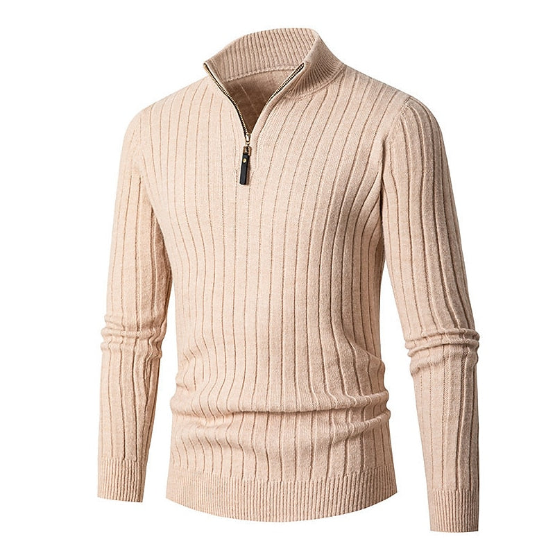Ribbed Quarter-Zip Sweater for Men, Plus Size