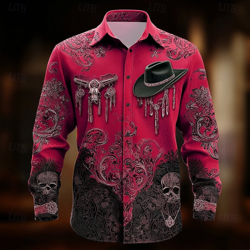 Western Halloween Statement Shirt for Men, Plus Size