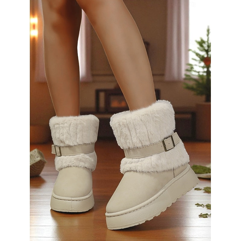 Fur-Trimmed Snow Boots for Women, Cozy Style