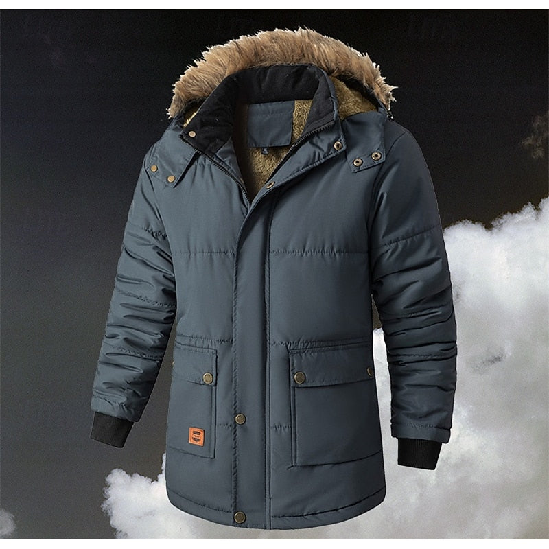 Insulated Hooded Parka for Men, Plus Size