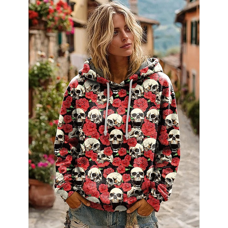 Skull Statement Halloween Hoodie for Women