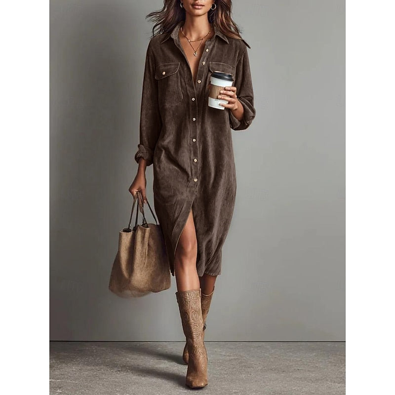 Relaxed Button-Front Shirt Dress for Women