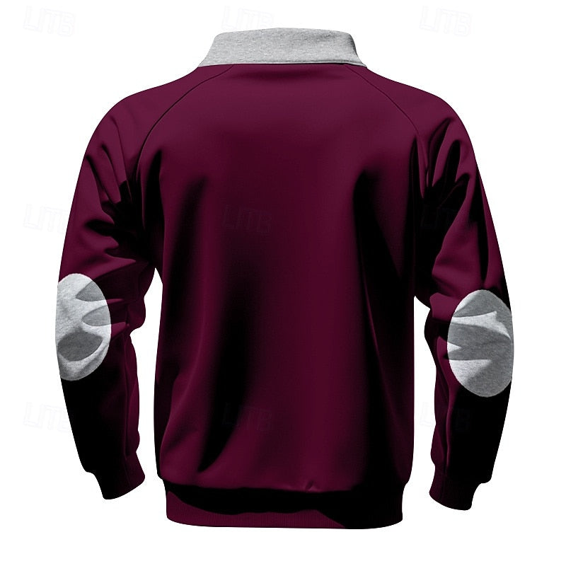 Quarter-Zip Colour Block Pullover for Men