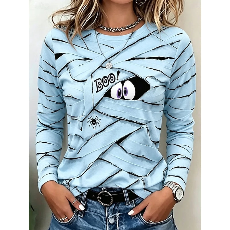 Playful Halloween Long-Sleeve Top for Women, Plus Size