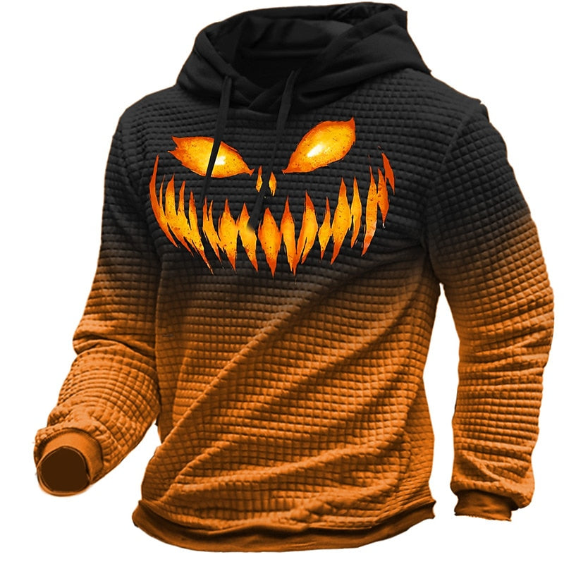 Halloween Textured Graphic Hoodie for Men, Plus Size