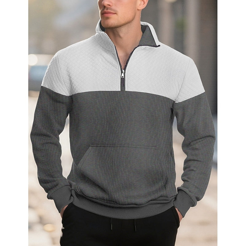 Quarter-Zip Sweatshirt for Men, Textured Style