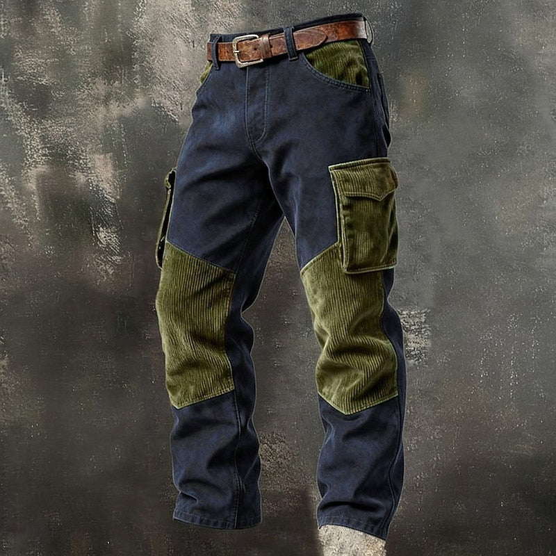 Rugged Two-Tone Cargo Pants for Men, Plus Size