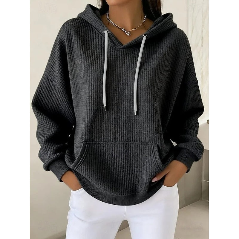 Textured Drawstring Hoodie for Women
