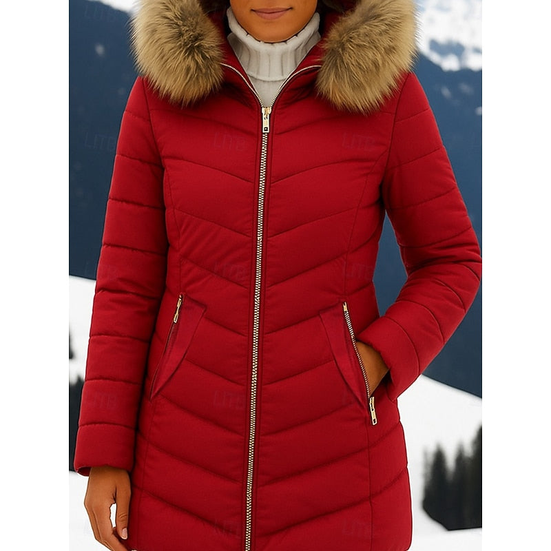 Hooded Quilted Winter Parka for Women, Plus Size