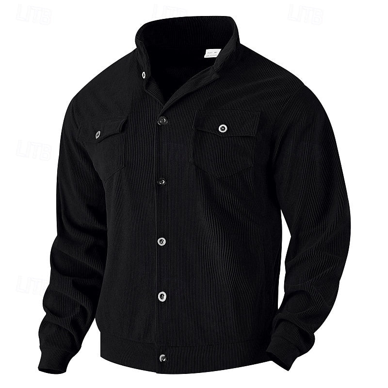 Plus Size Ribbed Utility Jacket for Men