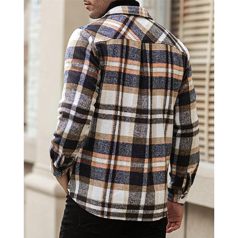 Checked Shirt Jacket for Men, Rugged Style