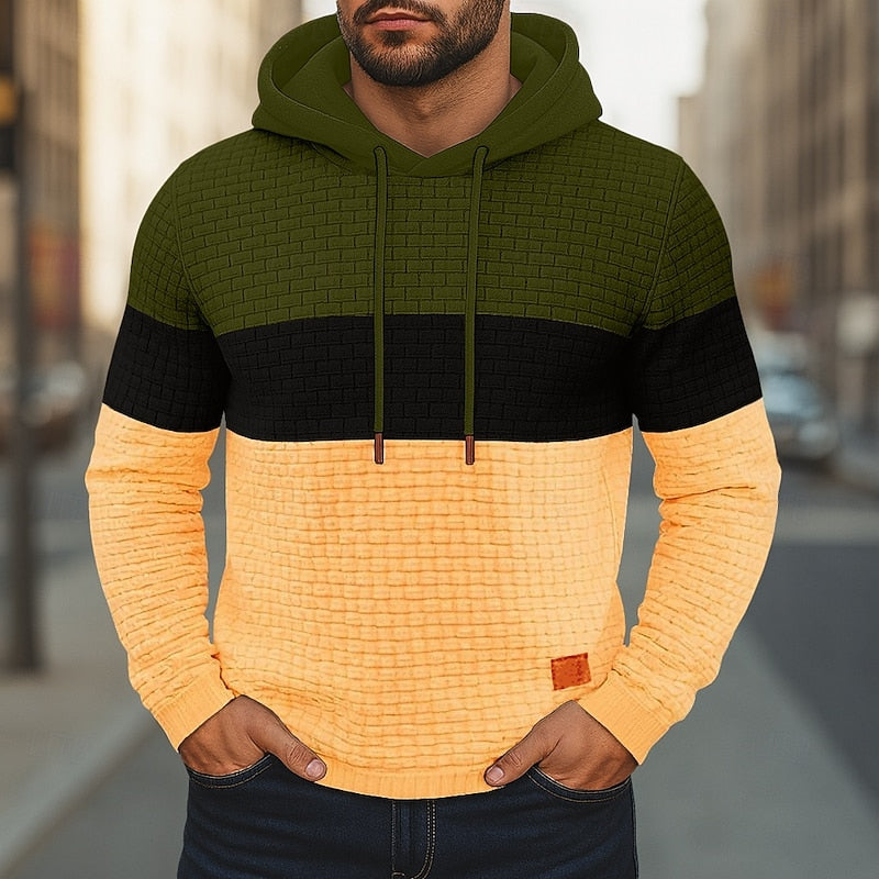 Men's Color-Block Textured Hoodie
