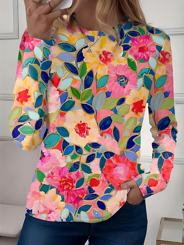 Artful Long-Sleeve Tunic for Women, Plus Size