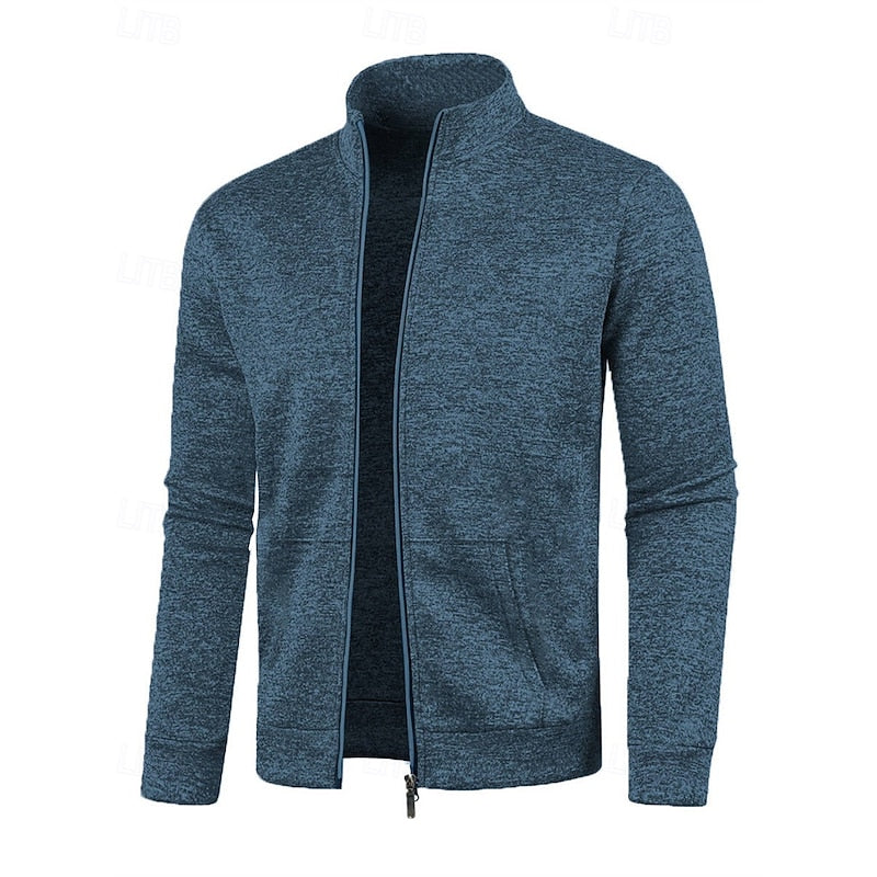 Full-Zip Stand Collar Jacket for Men, Plus Size
