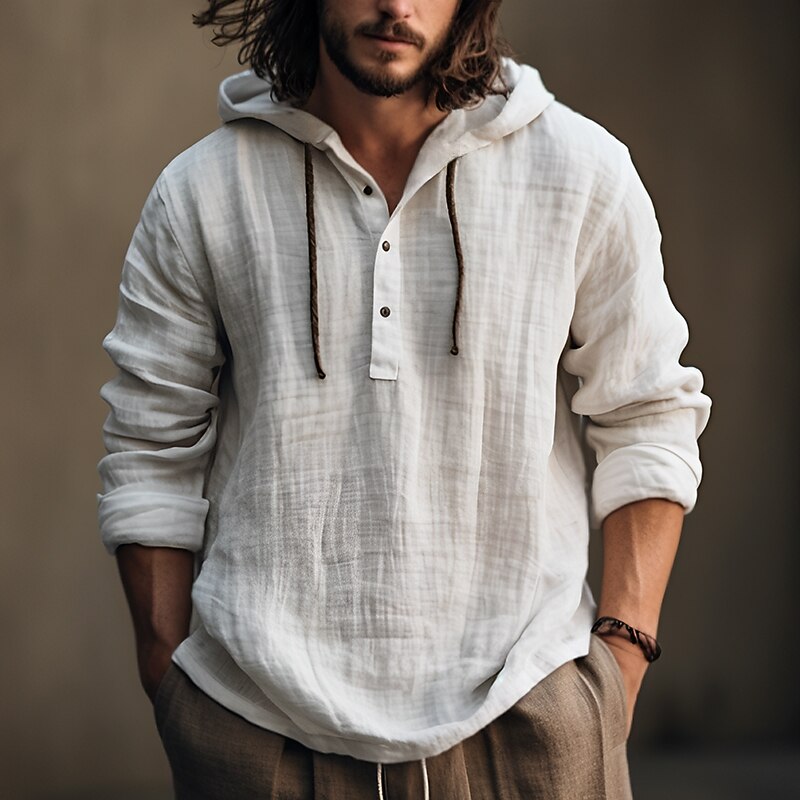 Hooded Shirt for Men, Relaxed Style