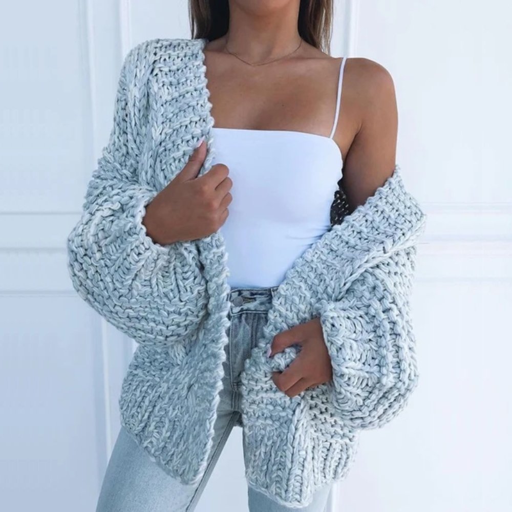 Chunky Knit Cardigan for Women, Plus Size