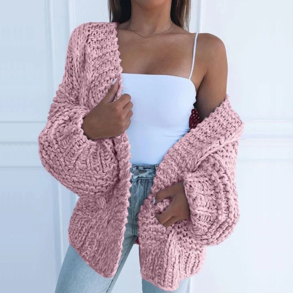 Chunky Knit Cardigan for Women, Plus Size