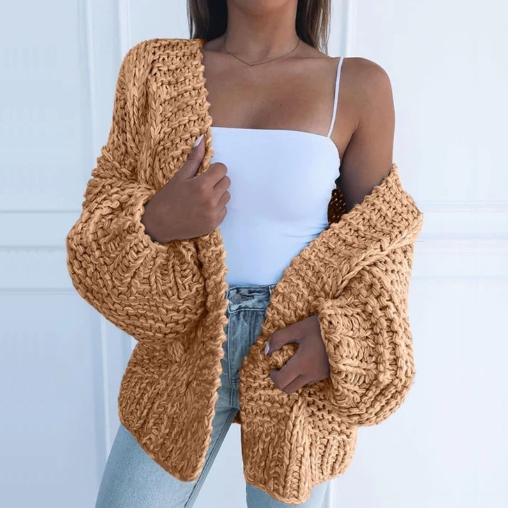 Chunky Knit Cardigan for Women, Plus Size