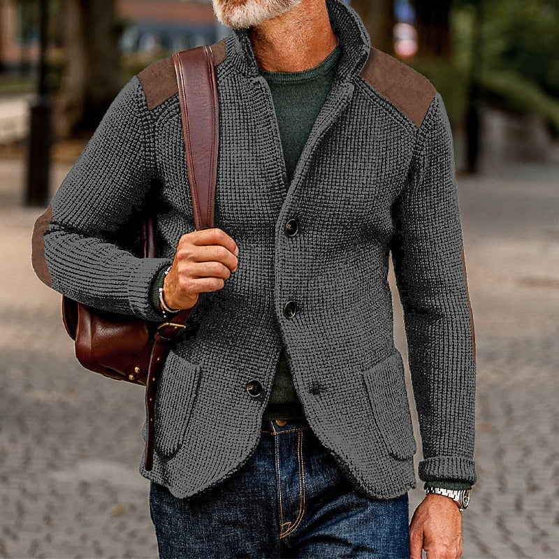 Textured Knit Cardigan for Men