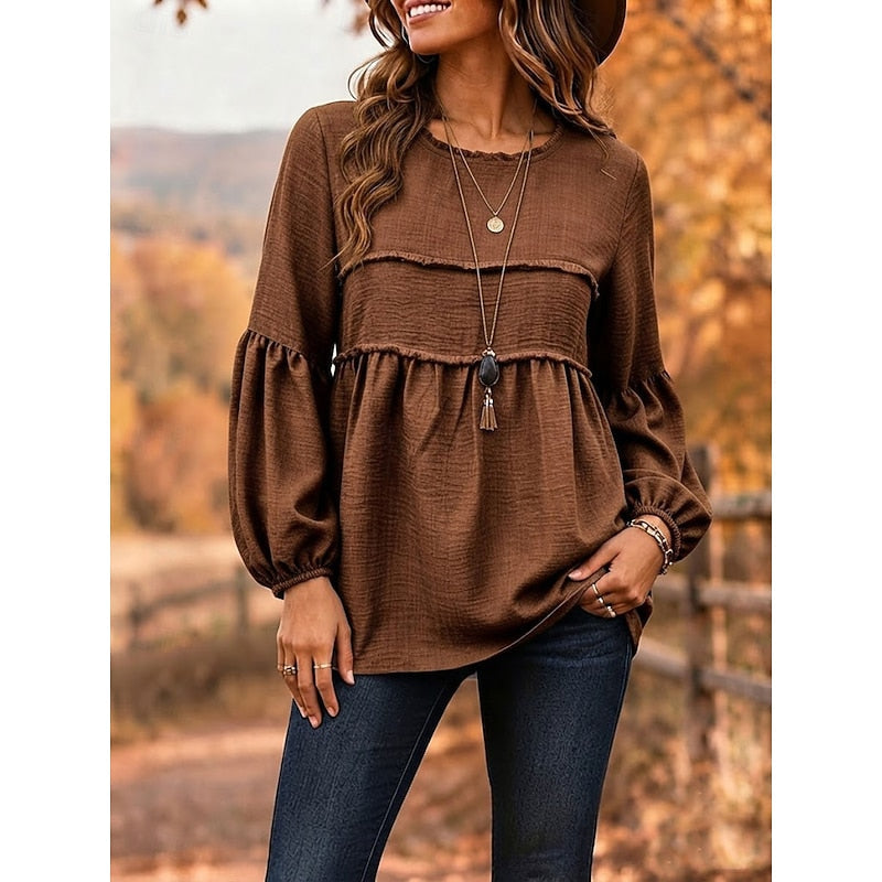 Relaxed Peplum Blouse for Women
