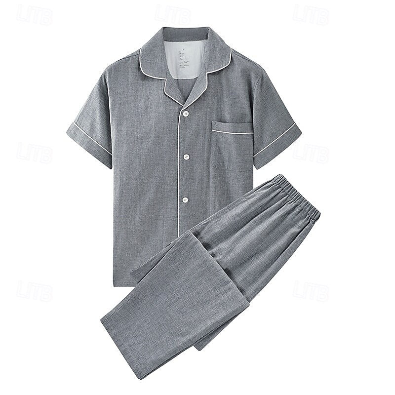 Lapel Two-Piece Set, Men's Relaxed Fit