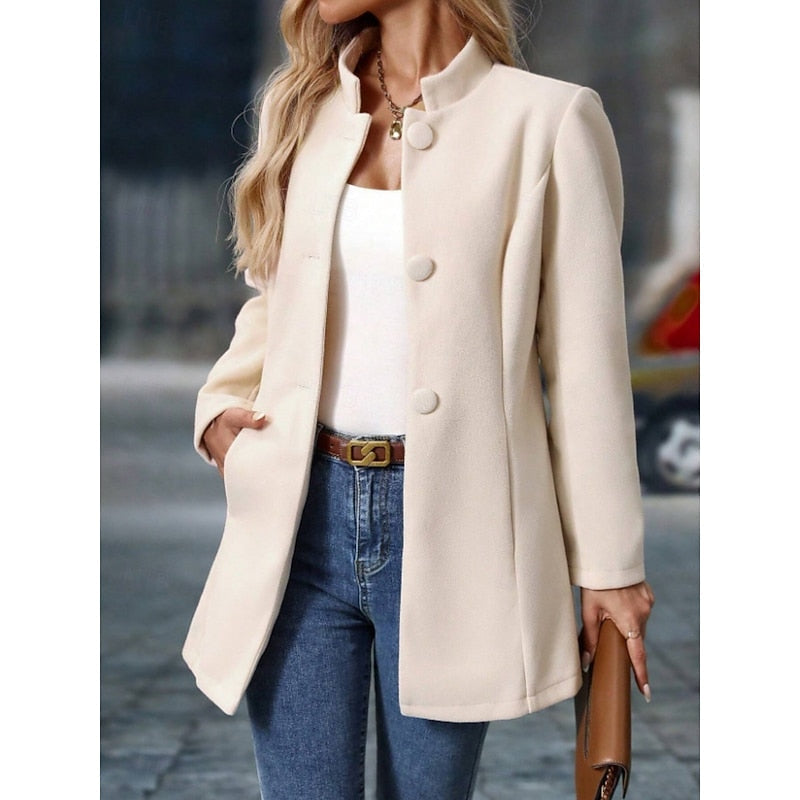Stand-Collar Coat, Women's Elegant Fit