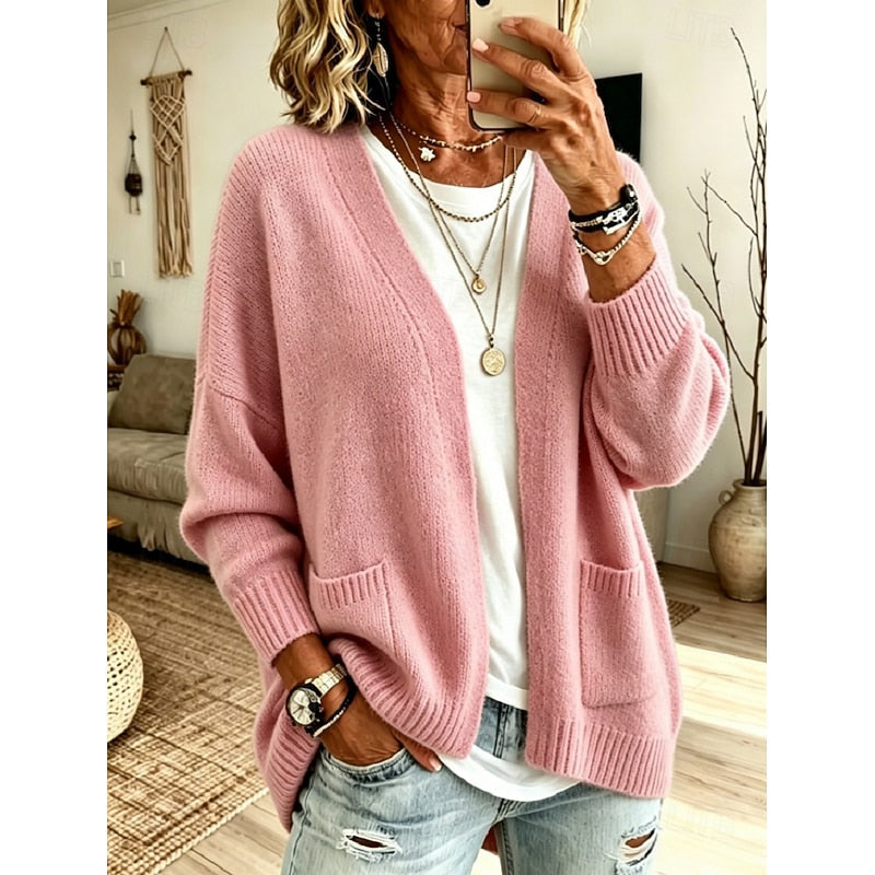 Plus Size Relaxed Open-Front Cardigan for Women
