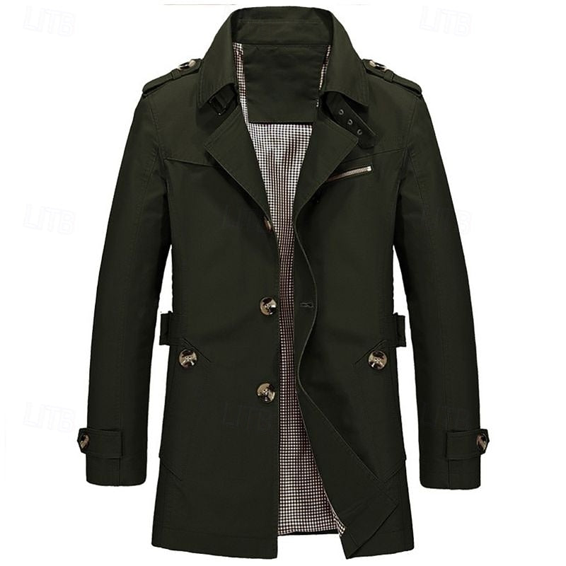 Refined Single-Breasted Trench Coat for Men
