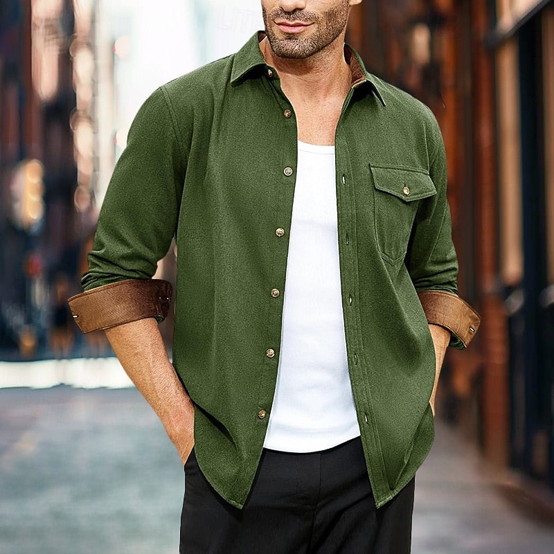 Rugged Button-Front Overshirt for Men, Plus Size